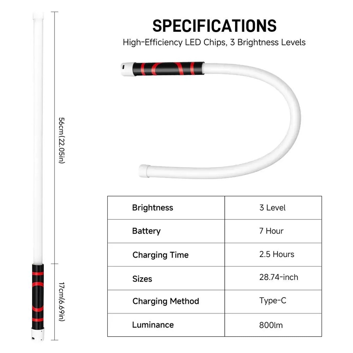 Flexible LED Flashlight Stick - Professional Work Light for Mechanics, Automotive Repairs, Inspections, and Accessing Tight Spaces
