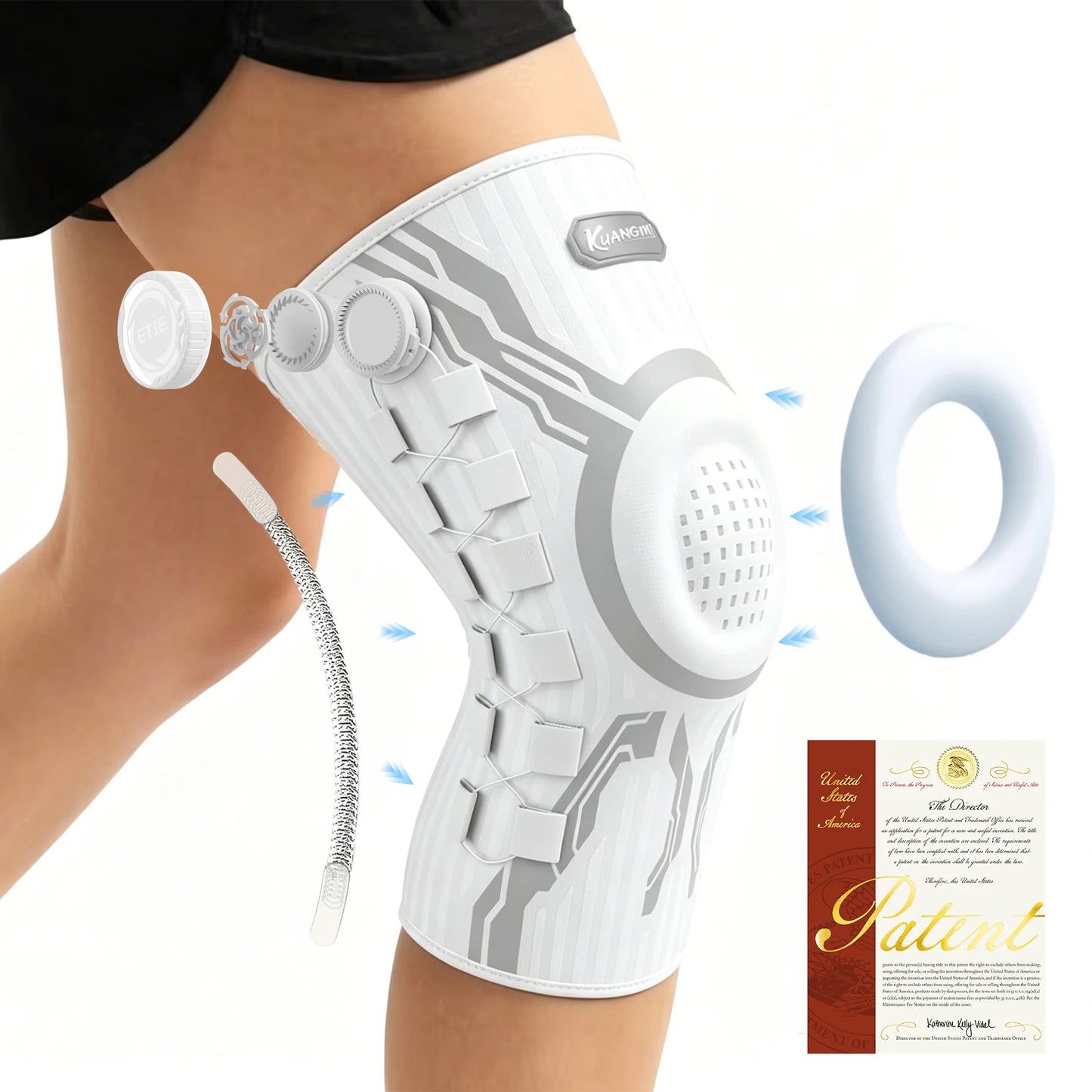 Smart Knob Knee Brace with Patella Gel Pad and Lateral Stabilizer, Compression Knee Brace for Exercise (Single), Kmh752