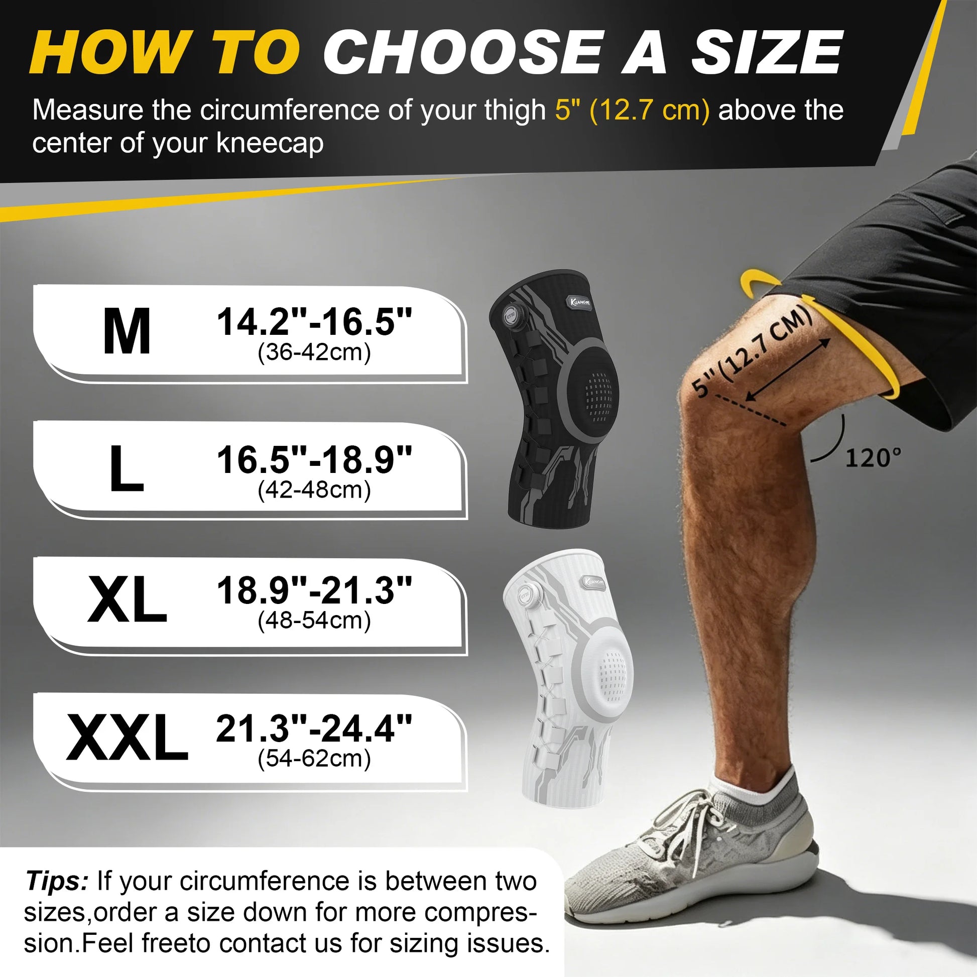 Smart Knob Knee Brace with Patella Gel Pad and Lateral Stabilizer, Compression Knee Brace for Exercise (Single), Kmh752