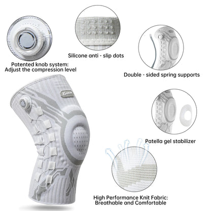 Smart Knee Brace Adjustable Compression with Mechanical Knob - for Stability & Pain Relief & Sports & Daily Use